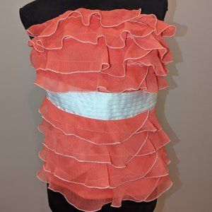 BEBE Peach Pink Chiffon Layered Bustier XXS